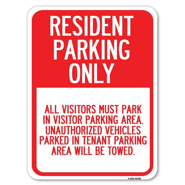 Signmission Parking Sign Resident Parking Heavy-Gauge Aluminum Rust Proof Parking Sign, 18" x 24", A-1824-23358 A-1824-23358 - main